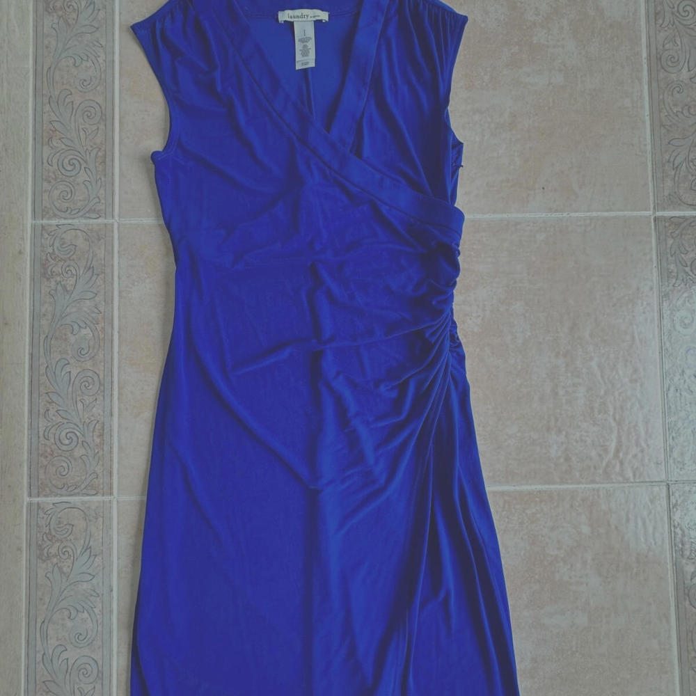 Laundry By design sleeveless shirring detail side Midi Dress Blue Size‎ 8